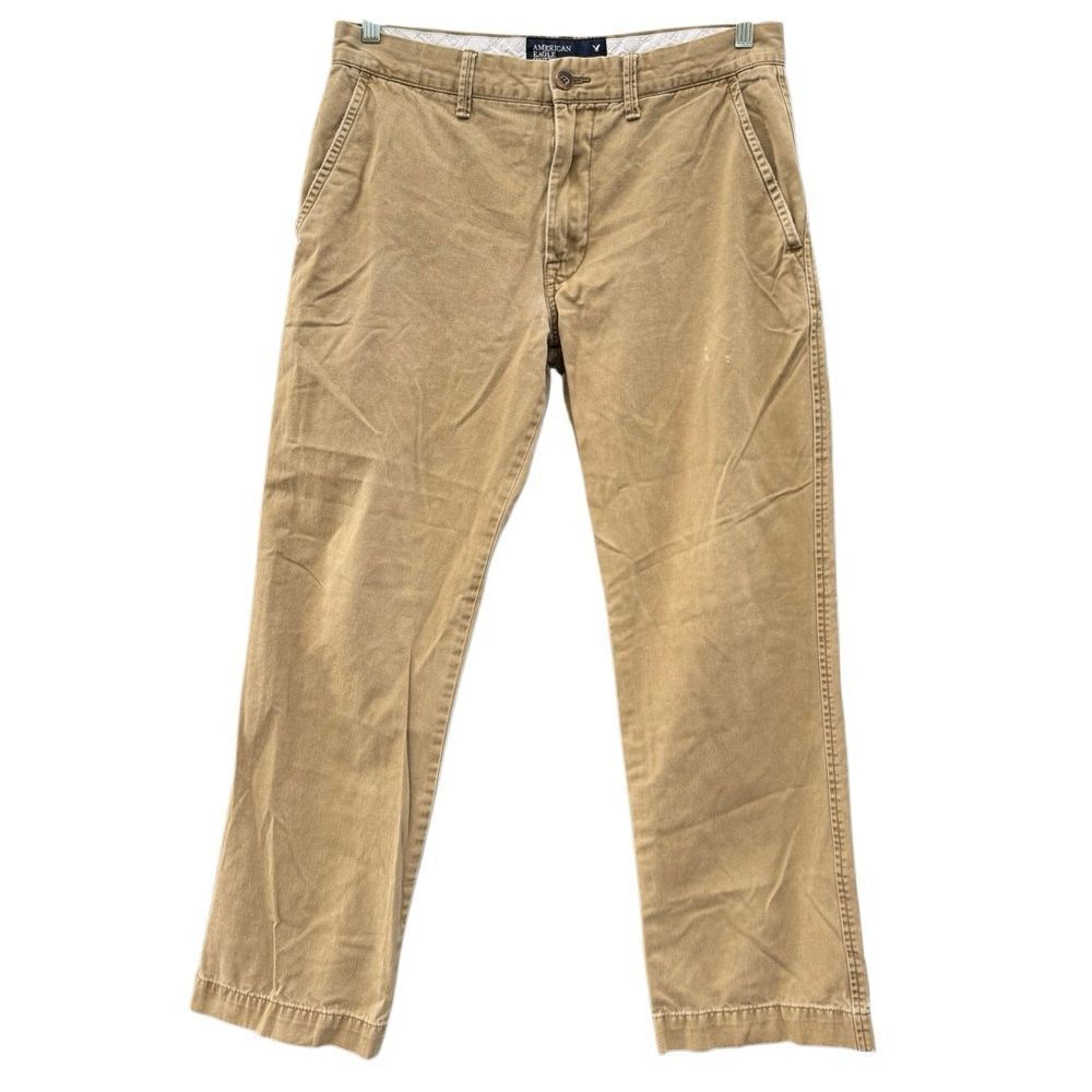 American Eagle Outfitters Men's Khaki Straight Leg Pants in Tan Size 33/32